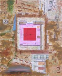 Densidad de poblaci&oacute;n 2. 2017. Collage y mixta sobre tabla. 46x38 cm.