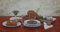 Comida de crisis. 2016. &Oacute;leo sobre lienzo. 50x92 cm.