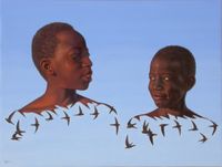 Seres migratorios. 2018. &Oacute;leo sobre lienzo. 46x61 cm.