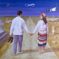 Al final de este viaje en la vida. 2002. &Oacute;leo sobre lienzo. 100x100 cm.