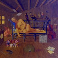 Del sue&ntilde;o a la poes&iacute;a. 2002. &Oacute;leo sobre lienzo. 100x100 cm.